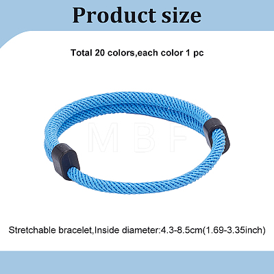 20Pcs 20 Colors Braided Rope Polyester Cord Bracelets Set BJEW-AN0001-49-1