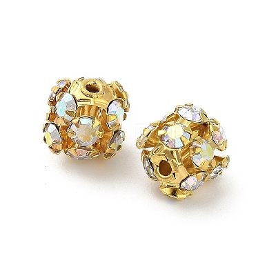 7mm Brass Rhinestone Beads X1-KK-S519-01B-01G-1