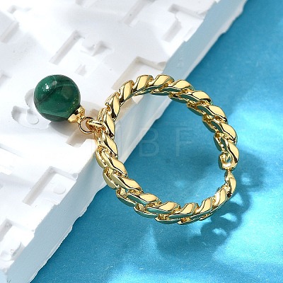 Brass Curb Chain Cuff Rings for Women RJEW-Z085-03G-02-1