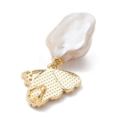 Natural Keishi Pearl with Paua Shell Pendants PALLOY-JF05248-1