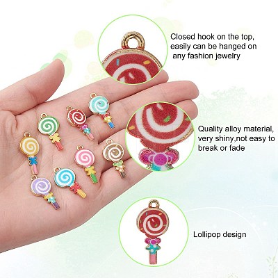 40Pcs 8 Styles Alloy Enamel Pendants ENAM-CJ0005-19-1