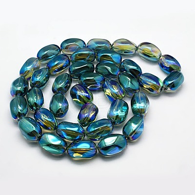 Full Rainbow Plated Crystal Glass Oval Beads Strands EGLA-F026-A06-1