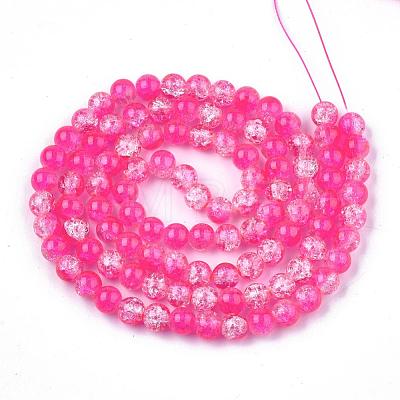 Spray Painted Crackle Glass Beads Strands CCG-Q002-4mm-09-1