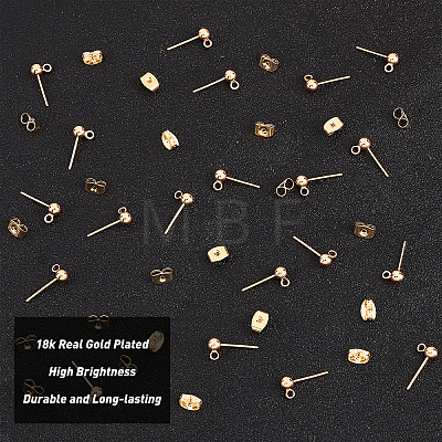 50Pcs Brass Stud Earring Findings KK-CN0001-44-1