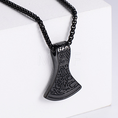 Stainless Steel Viking Axe Pendant Necklaces for Men XN5650-3-1