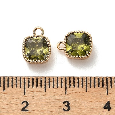 Brass Micro Pave Clear Cubic Zirconia Charms KK-B110-01G-02-1