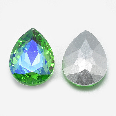 Pointed Back Glass Rhinestone Cabochons RGLA-T017-13x18mm-06-1