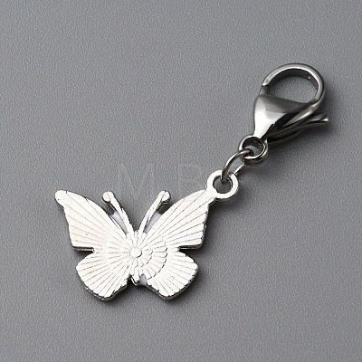 Butterfly Alloy Enamel Pendant Decoration HJEW-WH0042-73F-1