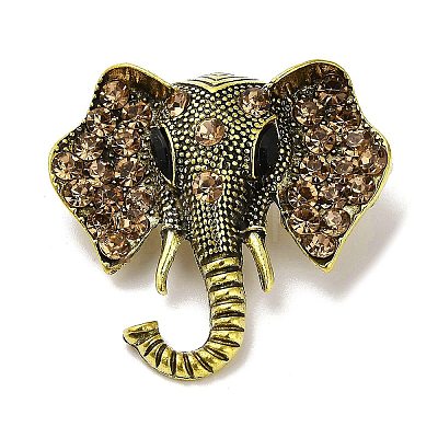 Vintage Elephant Alloy Rhinestone Brooches for Backpack Clothes JEWB-S028-06-1