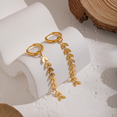 304 Stainless Steel Wheat Tassel Hoop Earrings ID4958-1-1