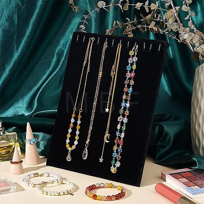 1Pc Velvet Covered Wood Jewelry Necklace Display Planks NDIS-HY0001-01-1