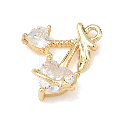 Brass Micro Pave Clear Cubic Zirconia Pendants KK-G545-20G-1