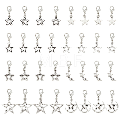 32Pcs 8 Colors Alloy Pendant Decorations HJEW-GO00263-1