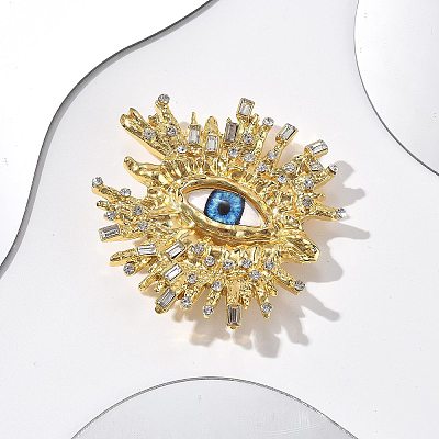 Evil Eye Alloy Rhinestone Brooches for Backpack Clothes JEWB-A030-01G-1