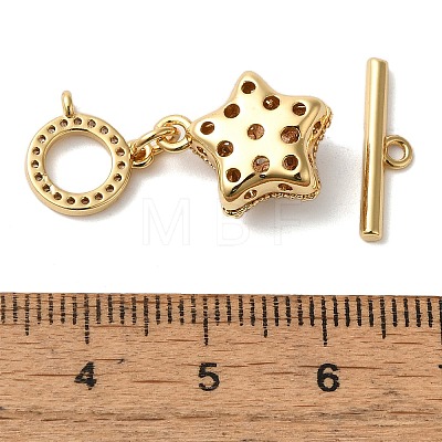 Brass Micro Pave Clear Cubic Zirconia Toggle Clasps KK-N254-81G-1