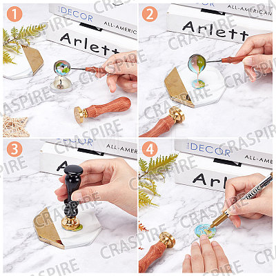 Brass Wax Seal Stamp with Handle AJEW-WH0184-0668-1