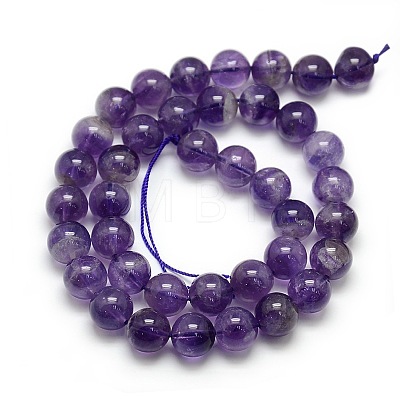 Natural Amethyst Round Bead Strands X-G-L170-10mm-01-1