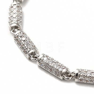 Clear Cubic Zirconia Column Link Chain Necklace NJEW-E074-04P-1
