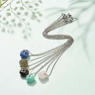 Natural Gemstone Pendant Necklace NJEW-JN03891-1