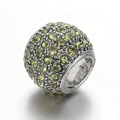 Antique Silver Plated Alloy Rhinestone European Beads CPDL-E036-E-1