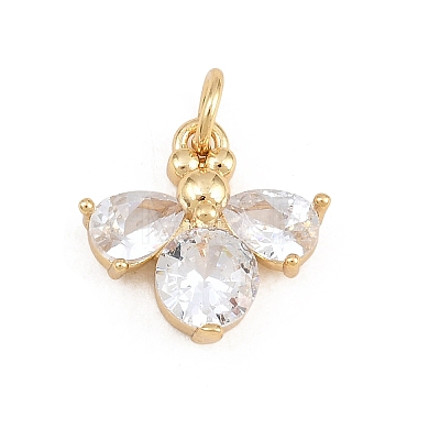 Brass Micro Pave Clear Cubic Zirconia Charms LS-KK-E798-08A-G-1