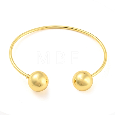 Round Beaded Brass Cuff Bangles BJEW-Q769-01G-1