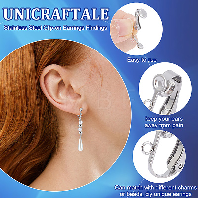 Unicraftale 50Pcs 304 Stainless Steel Clip-on Earrings Findings STAS-UN0041-08-1