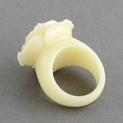 Rose Flower Synthetic Coral Rings RJEW-S019-M-1