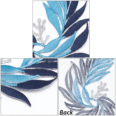 Gorgecraft 4Pcs 2 Style Leaf Computerized Embroidery Cloth Iron on/Sew on Patches DIY-GF0005-33C-1