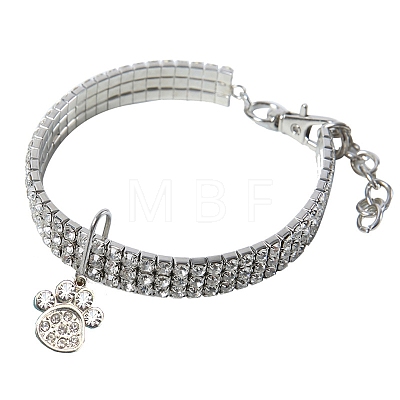 Adjustable 3-Row Alloy Rhinestone Cup Chain Pet Collars PW-WG89856-18-1