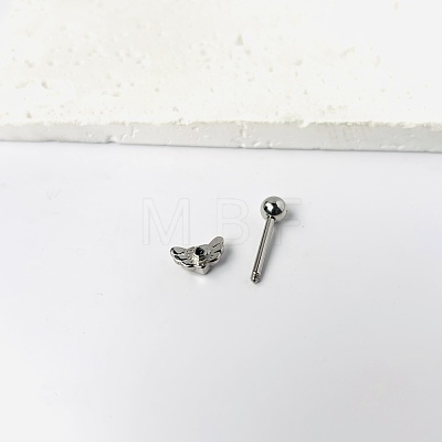 Angel Wing Heart 316L Surgical Stainless Steel Pave Cubic Zirconia Tongue Rings FS-WG901EE-06-1