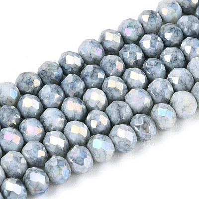Anti-Tarnish Electroplate Rondelle Glass Beads Strands X-EGLA-T021-4mm-17-10-1
