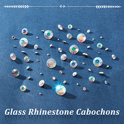AHADERMAKER 8 Style Pointed Back Glass Rhinestone Cabochons RGLA-GA0001-07A-1