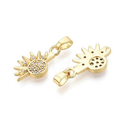Brass Micro Pave Clear Cubic Zirconia Charms KK-N259-17G-1