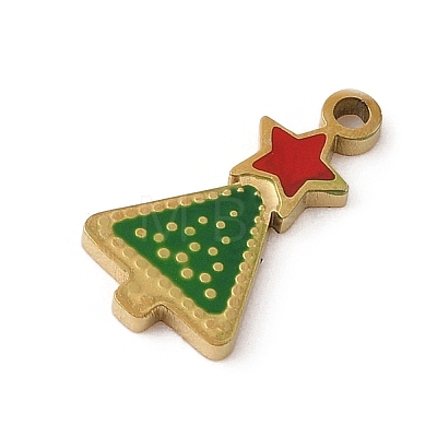 Christmas Theme Ion Plating(IP) 304 Stainless Steel Enamel Charms STAS-Z083-08G-01-1