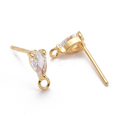 Brass Rhinestone Stud Earring Findings KK-Z018-05G-1