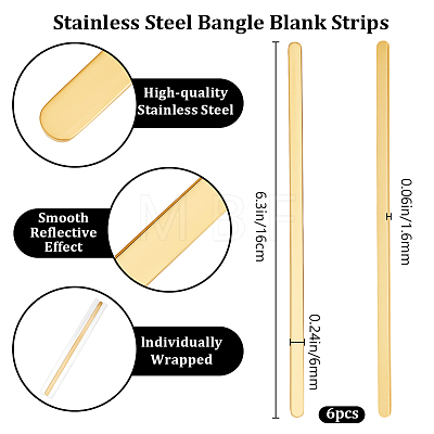 304 Stainless Steel Bangle Blank Strips MAK-WH0016-02B-G-1