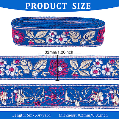 Ethnic Style Embroidery Polyester Ribbons OCOR-WH0077-34C-1