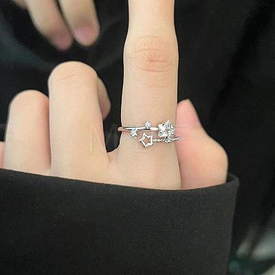 Alloy with Crystal Rhinestone Cuff Open Rings for Women FS-WG2A069-01-1