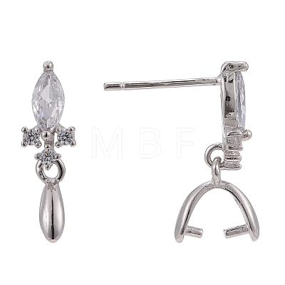 Rhodium Plated 925 Sterling Silver Stud Earring Findings STER-F048-34P-1