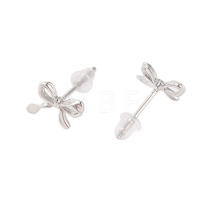 Bowknot Brass Stud Earrings for Women EJEW-P288-01P-1