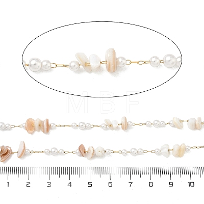 Handmade Natural Shell & ABS Imitation Beaded Chains CHS-F025-13G-04-1