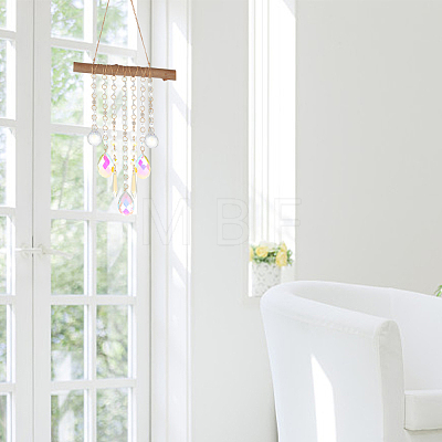 Glass Teardrop/Cone Window Hanging Suncatchers HJEW-AB00155-1