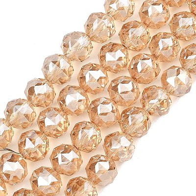 Electroplate Transparent Glass Beads Strands GLAA-H040-01E-1