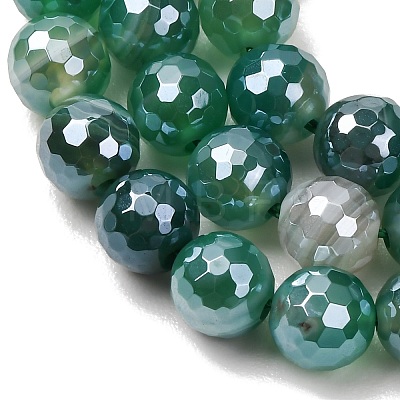 Electroplated Natural Agate Beads Strands G-B191-A07-8mm-09-1