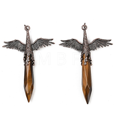 Natural Tiger Eye Faceted Pointed Bullet Shaped Big Pendants G-T145-01R-03-1