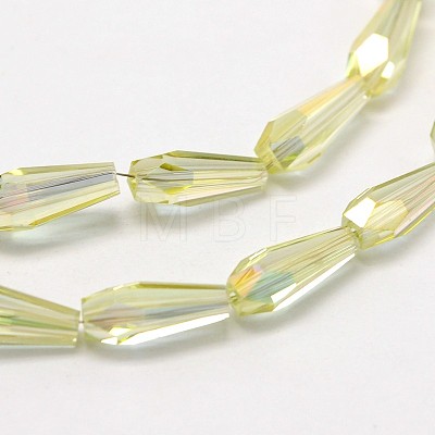 Faceted Rainbow Plated Teardrop Electroplated Glass Beads Strands EGLA-F104-09A-1