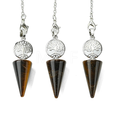 Natural Tiger Eye Cone Dowsing Pendulum Big Pendants G-C114-02P-18-1