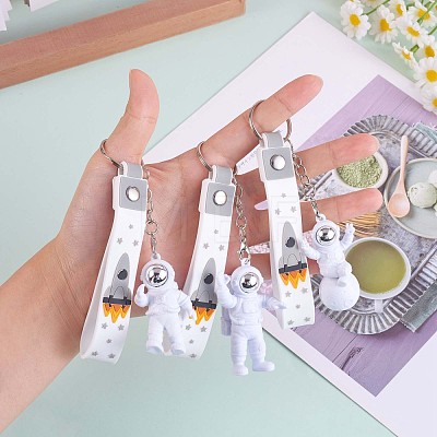 3Pcs Astronaut Keychain Cute Space Keychain for Backpack Wallet Car Keychain Decoration Children's Space Party Favors JX317C-1