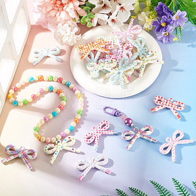 22Pcs 11 Colors Opaque Printed Acrylic Pendants MACR-TA0002-87-1